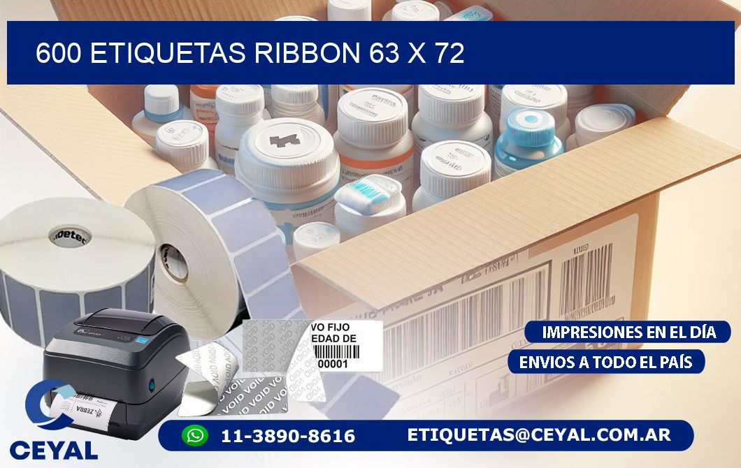600 ETIQUETAS RIBBON 63 x 72