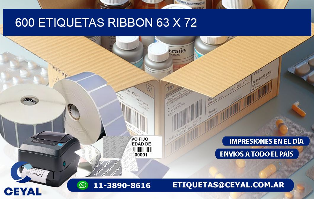 600 ETIQUETAS RIBBON 63 x 72
