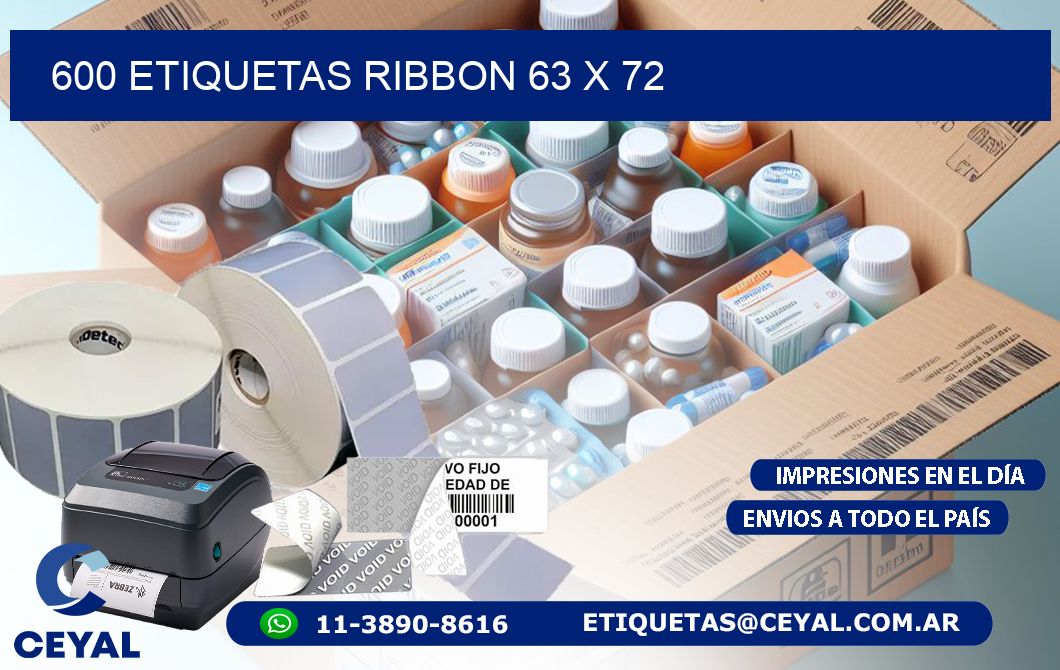 600 ETIQUETAS RIBBON 63 x 72