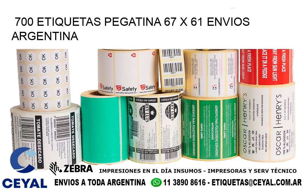 700 ETIQUETAS PEGATINA 67 x 61 ENVIOS ARGENTINA