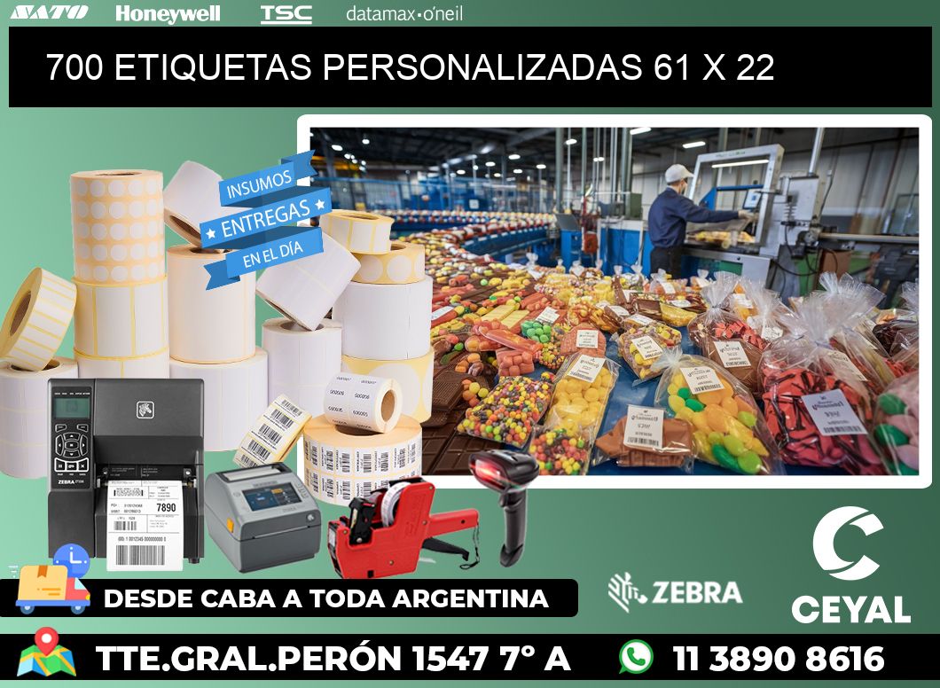 700 ETIQUETAS PERSONALIZADAS 61 x 22