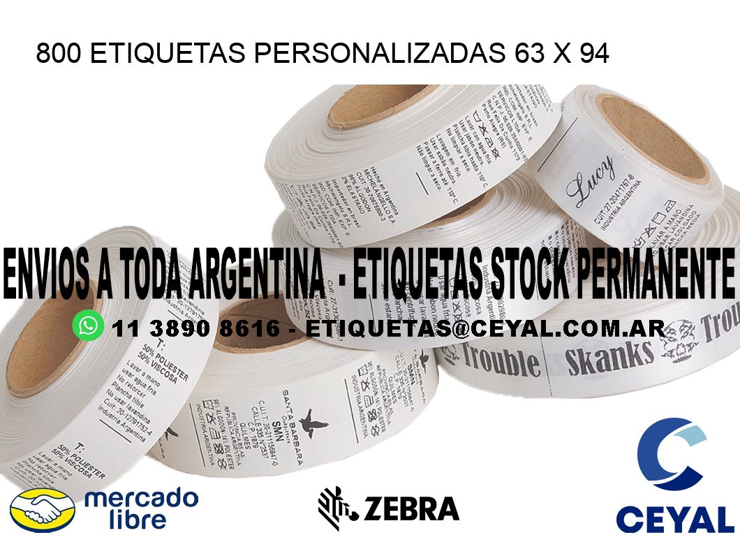 800 ETIQUETAS PERSONALIZADAS 63 x 94