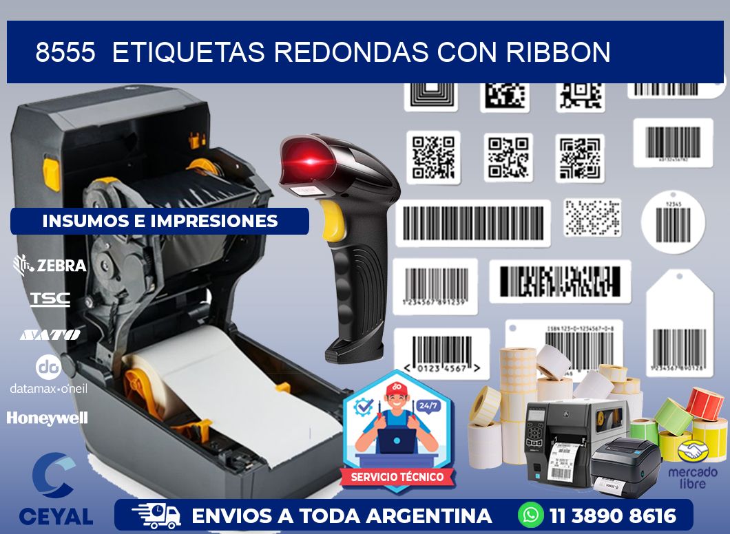 8555  ETIQUETAS REDONDAS CON RIBBON
