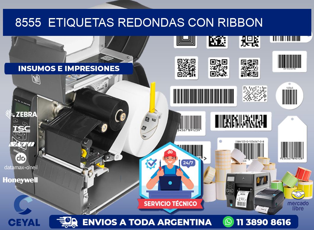 8555  ETIQUETAS REDONDAS CON RIBBON