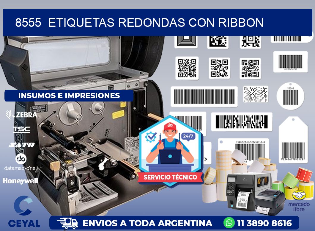 8555  ETIQUETAS REDONDAS CON RIBBON