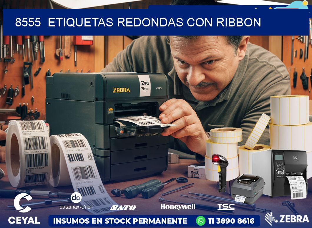 8555  ETIQUETAS REDONDAS CON RIBBON