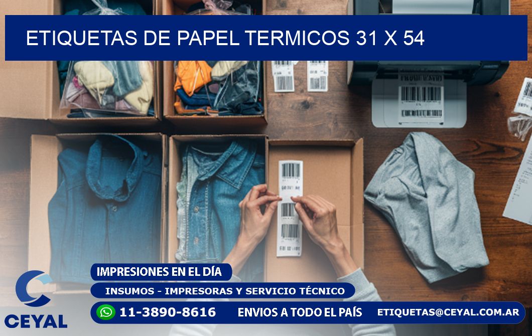ETIQUETAS DE PAPEL TERMICOS 31 x 54