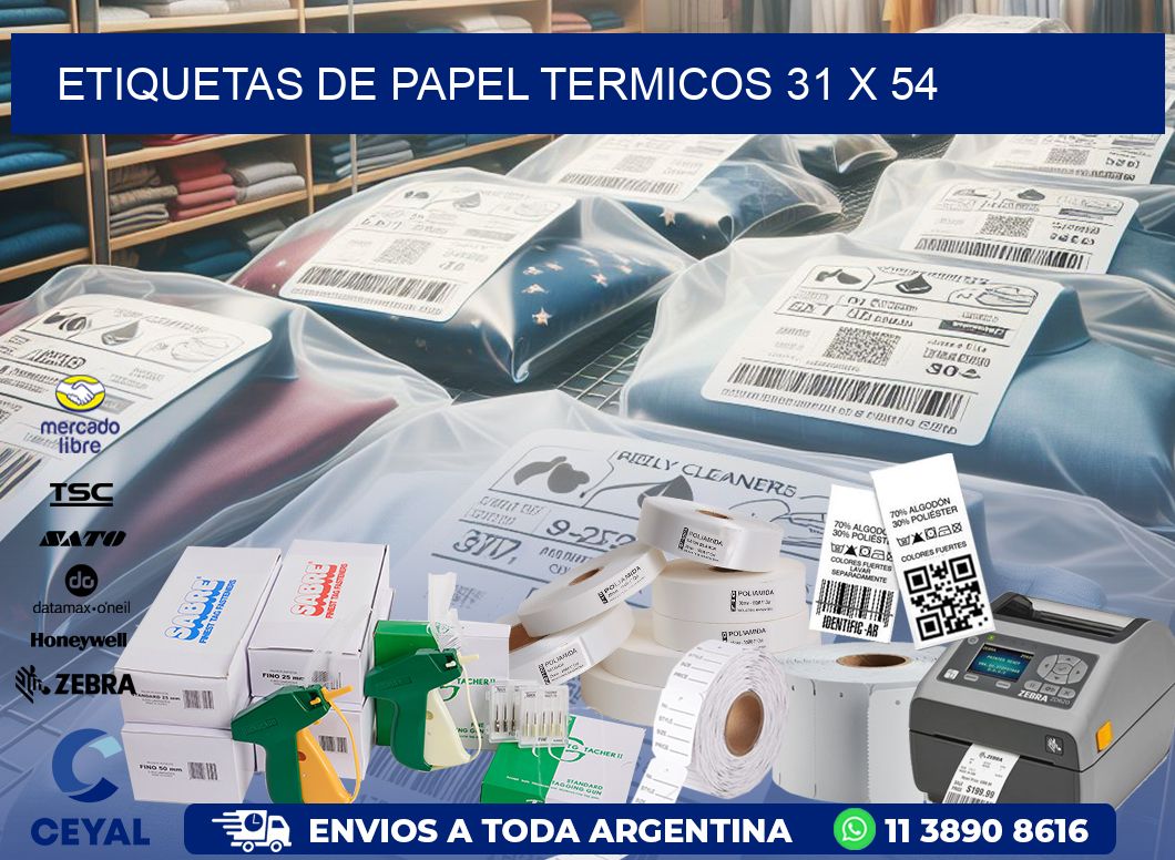 ETIQUETAS DE PAPEL TERMICOS 31 x 54