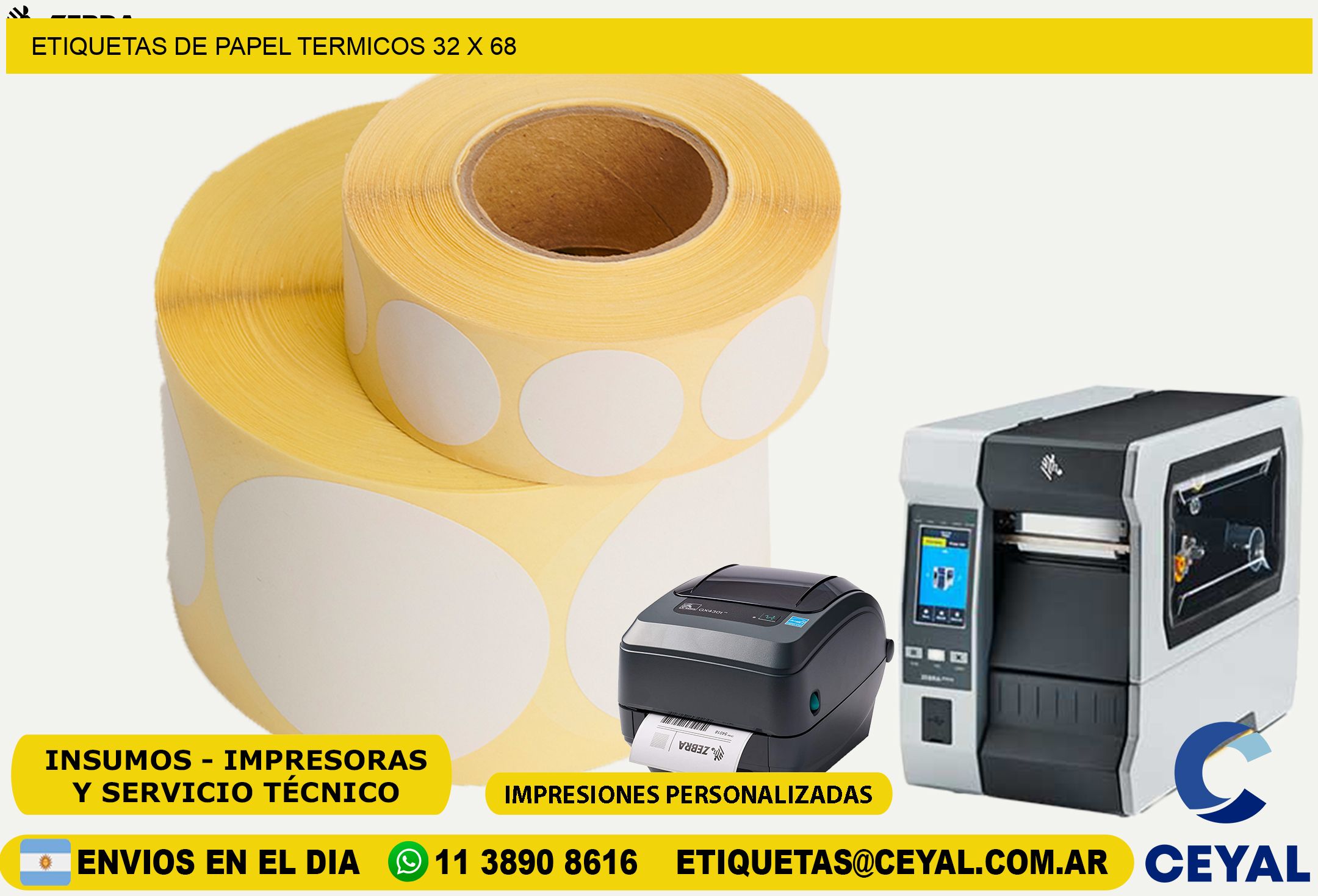 ETIQUETAS DE PAPEL TERMICOS 32 x 68