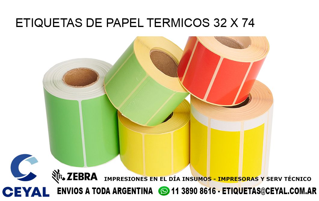 ETIQUETAS DE PAPEL TERMICOS 32 x 74