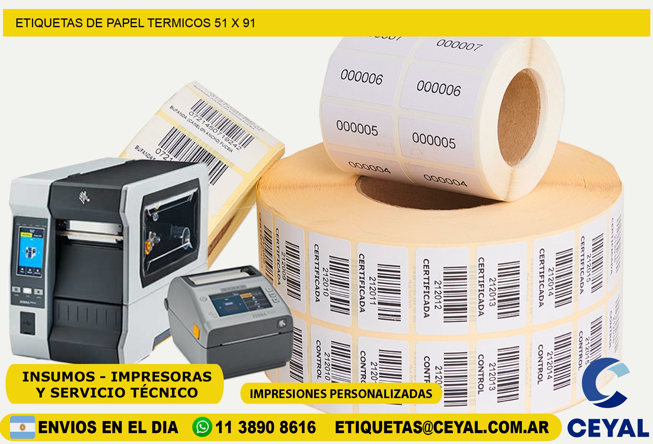 ETIQUETAS DE PAPEL TERMICOS 51 x 91