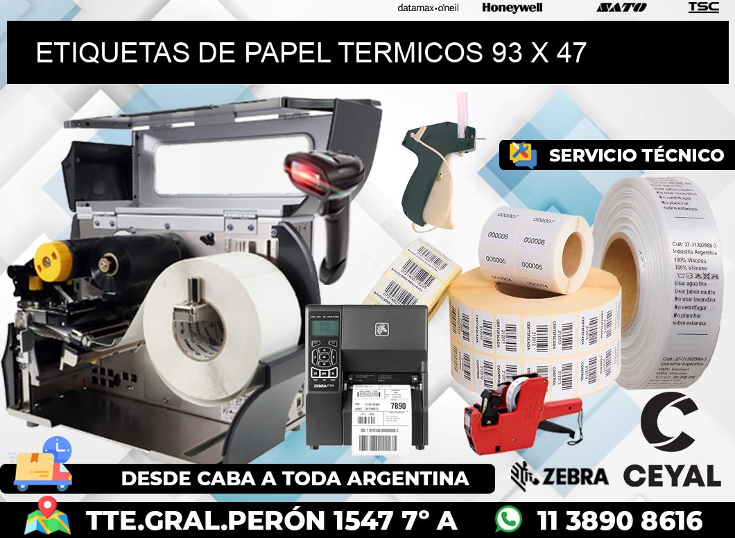 ETIQUETAS DE PAPEL TERMICOS 93 x 47