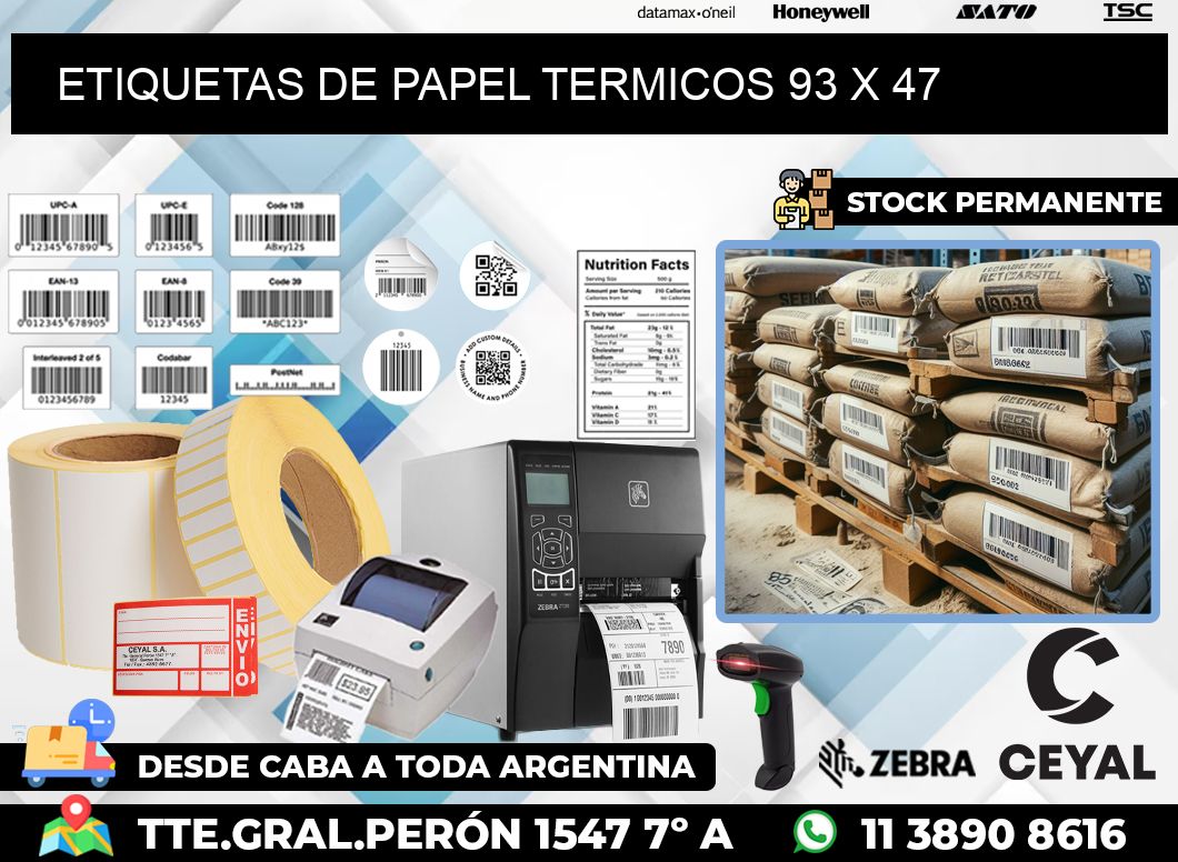 ETIQUETAS DE PAPEL TERMICOS 93 x 47