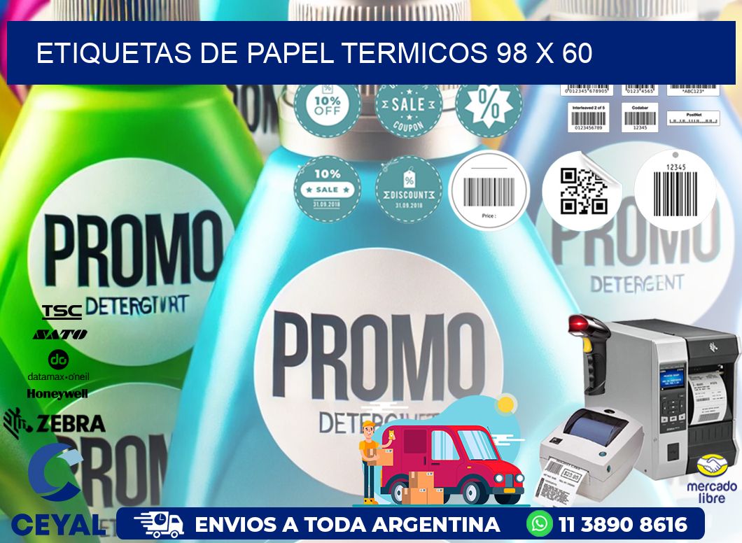 ETIQUETAS DE PAPEL TERMICOS 98 x 60