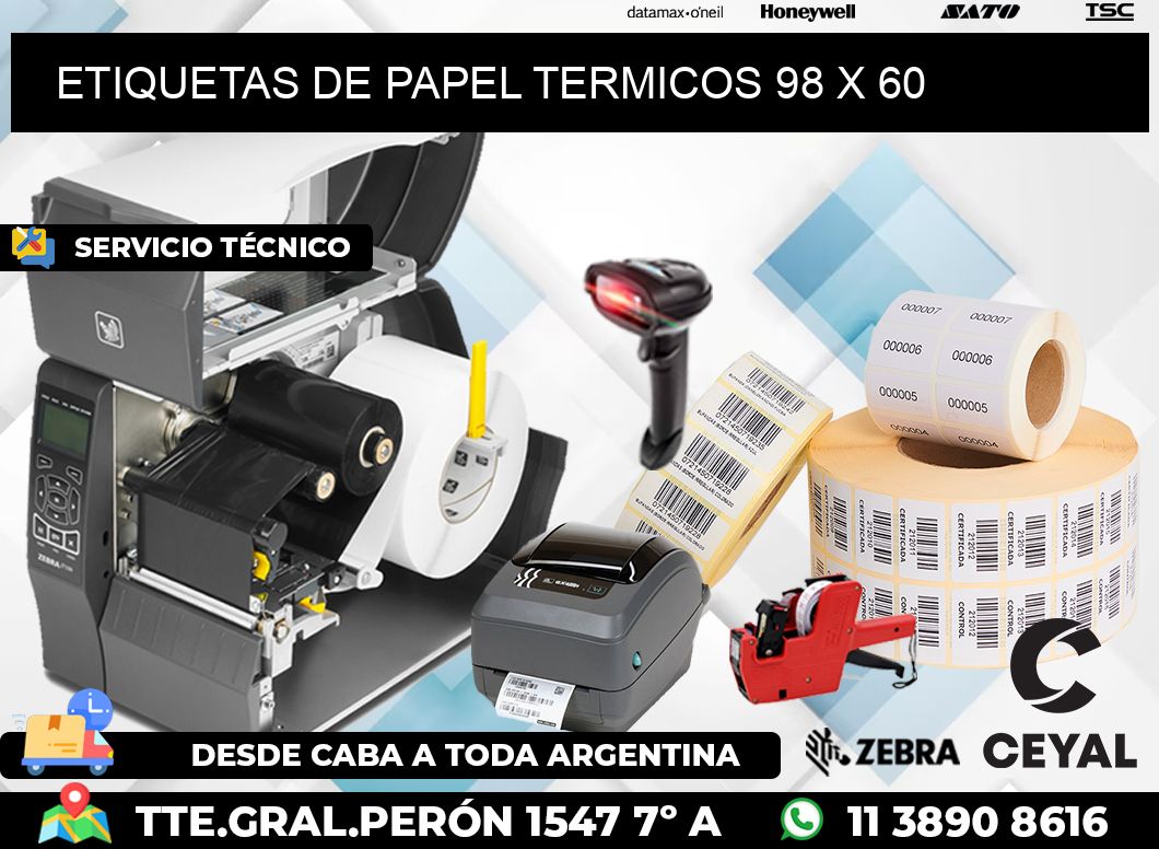 ETIQUETAS DE PAPEL TERMICOS 98 x 60