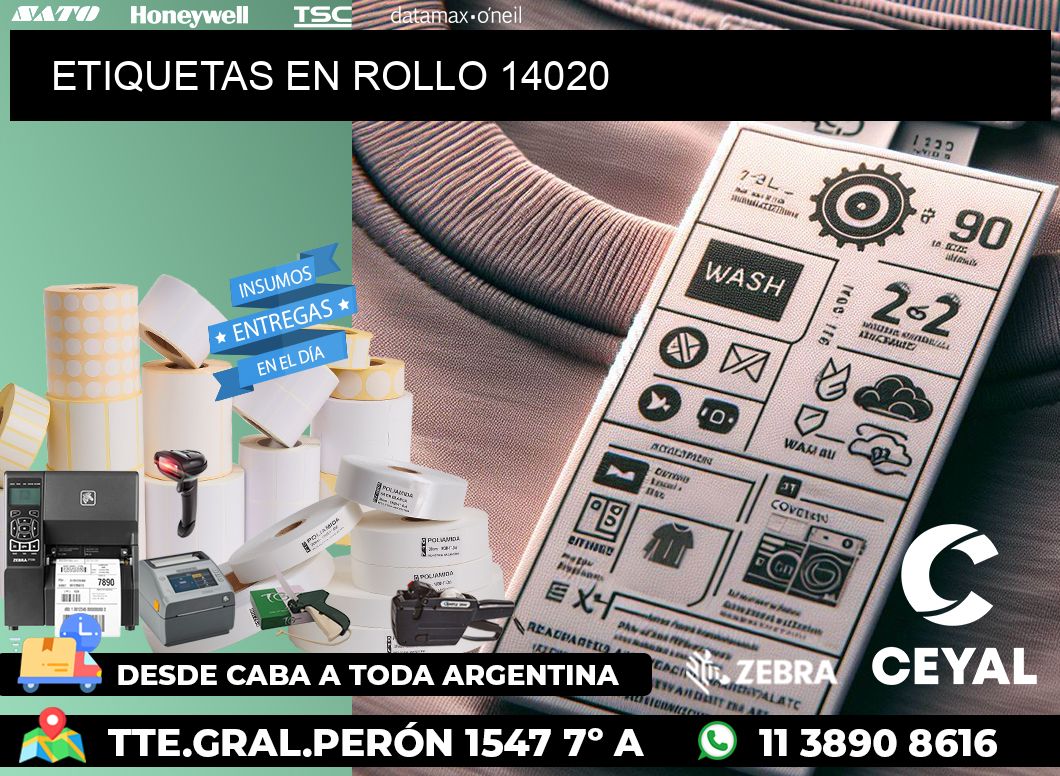 ETIQUETAS EN ROLLO 14020