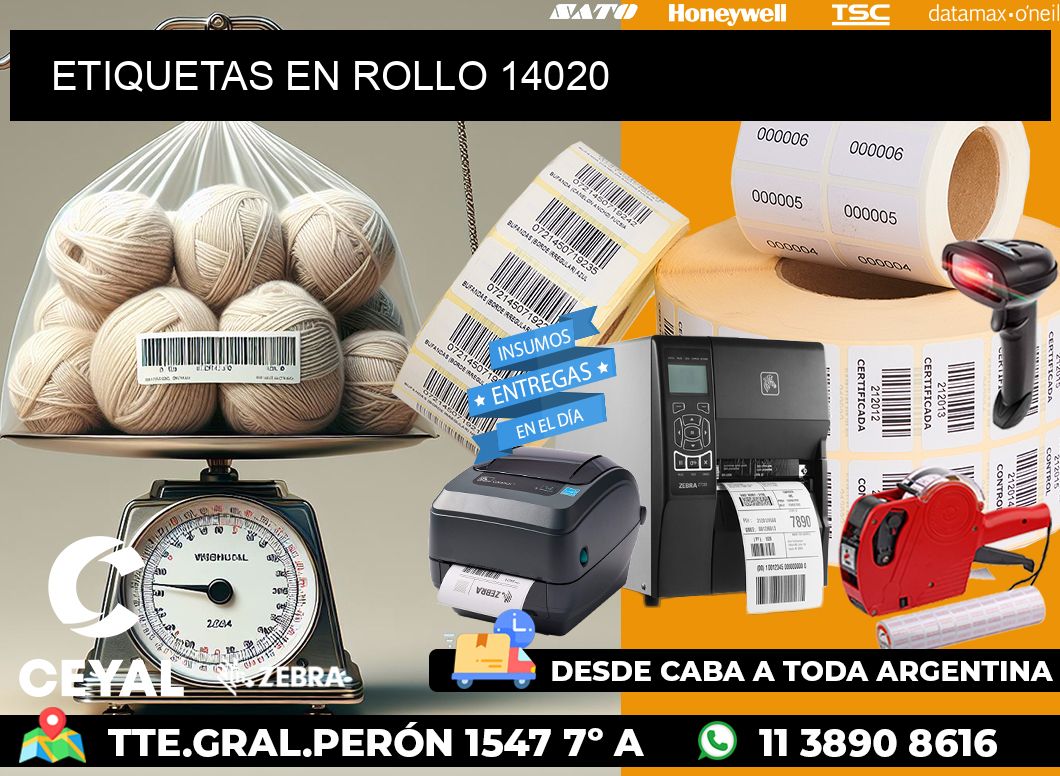 ETIQUETAS EN ROLLO 14020