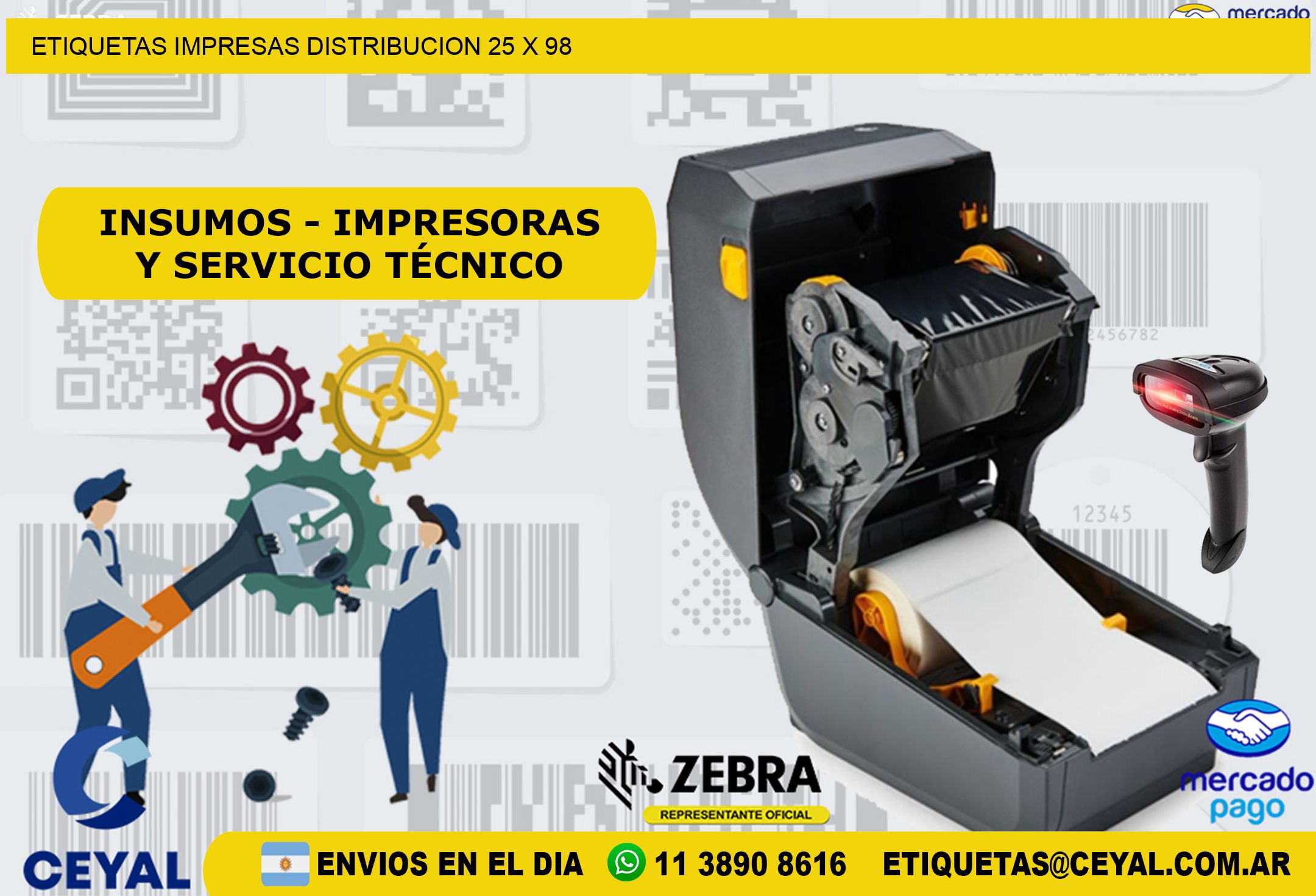 ETIQUETAS IMPRESAS DISTRIBUCION 25 x 98