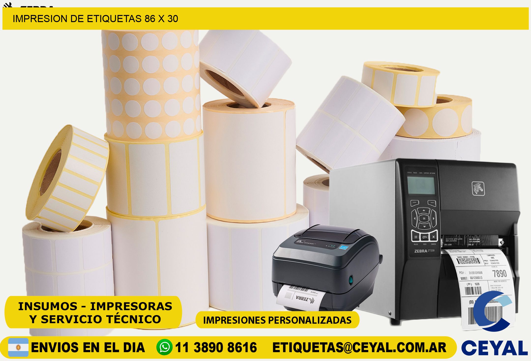 IMPRESION DE ETIQUETAS 86 x 30