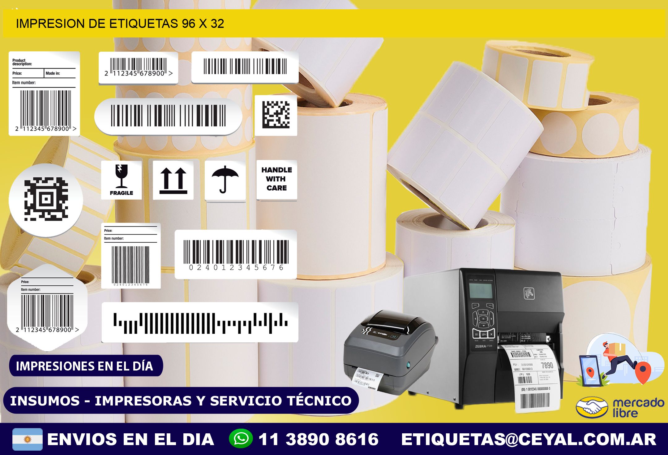 IMPRESION DE ETIQUETAS 96 x 32