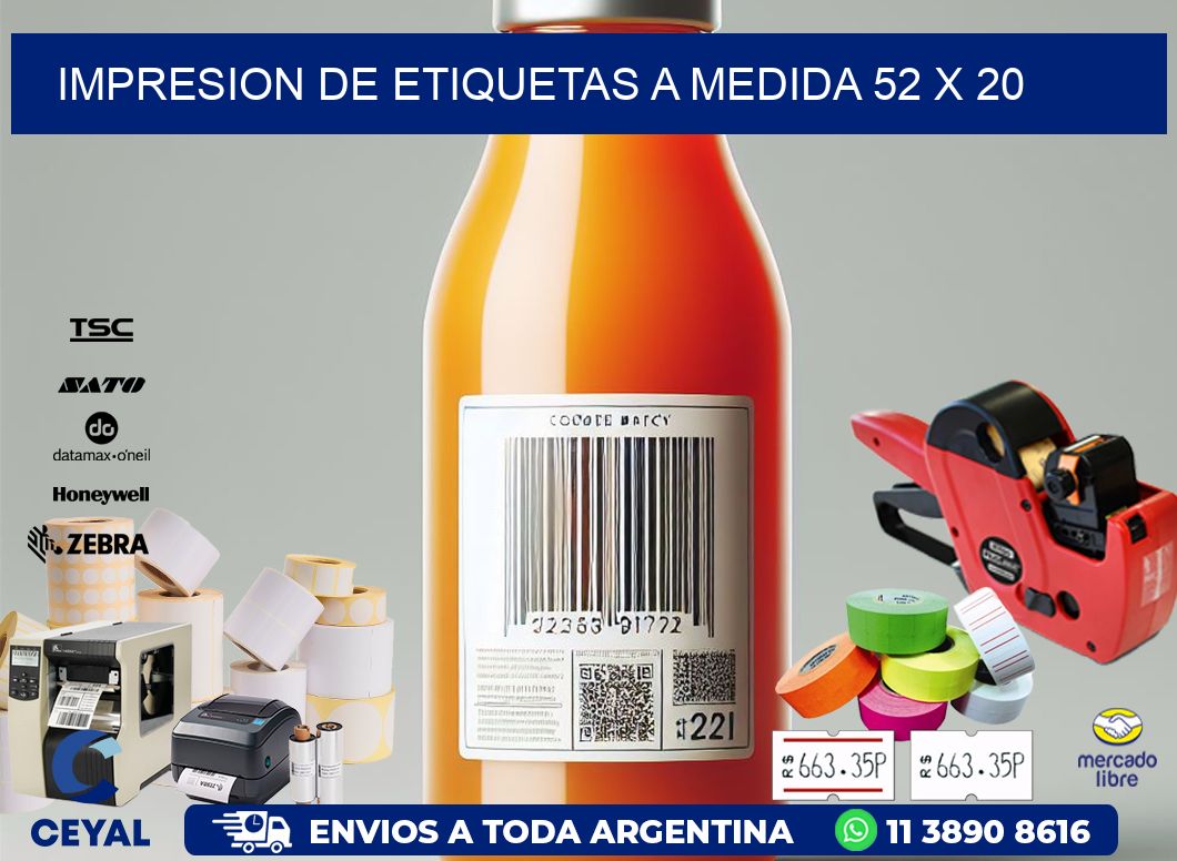 IMPRESION DE ETIQUETAS A MEDIDA 52 x 20
