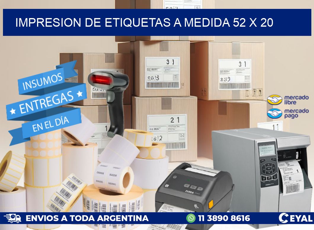 IMPRESION DE ETIQUETAS A MEDIDA 52 x 20
