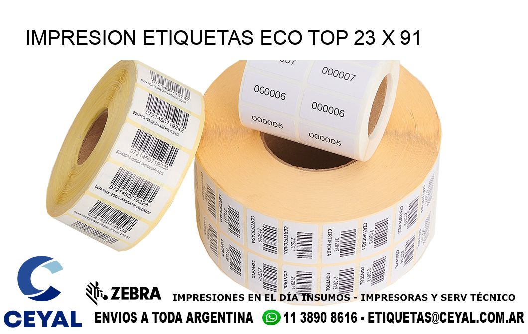 IMPRESION ETIQUETAS ECO TOP 23 x 91