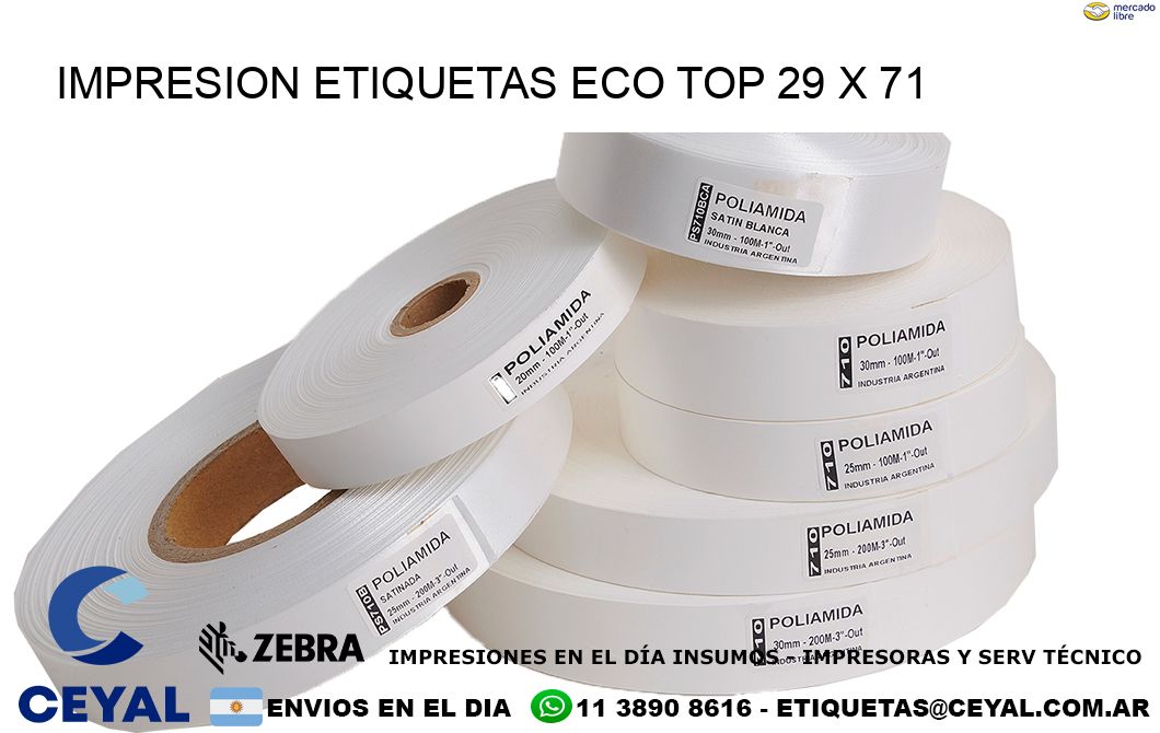 IMPRESION ETIQUETAS ECO TOP 29 x 71