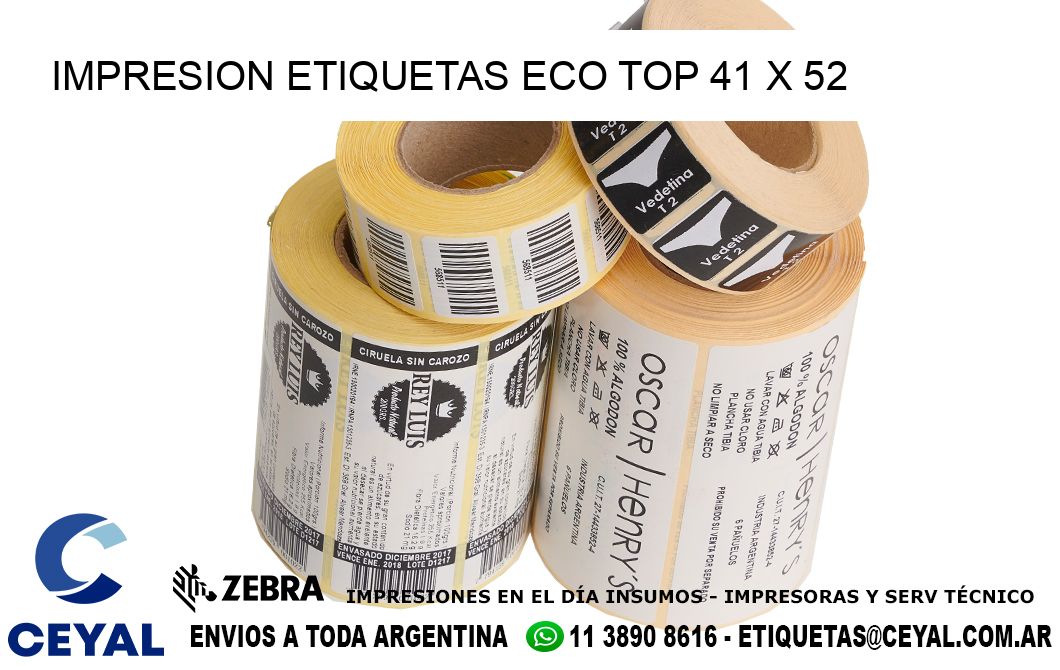 IMPRESION ETIQUETAS ECO TOP 41 x 52