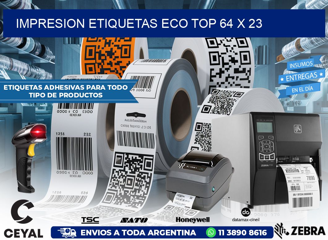 IMPRESION ETIQUETAS ECO TOP 64 x 23