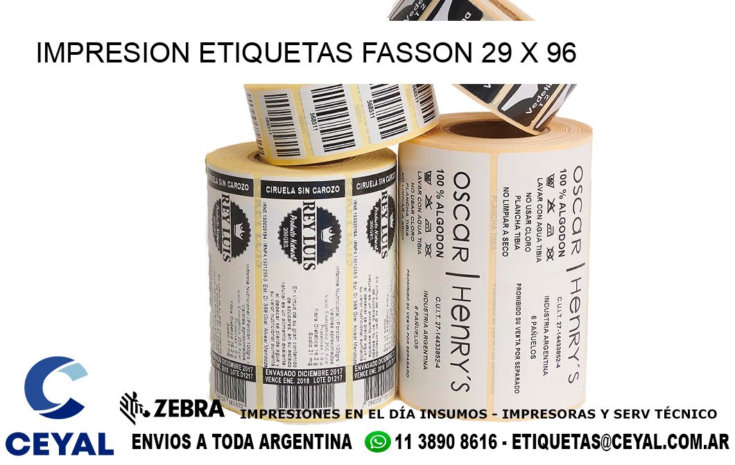 IMPRESION ETIQUETAS FASSON 29 x 96