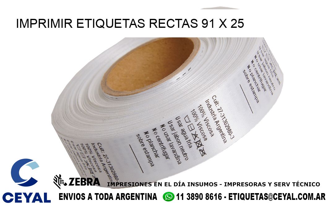 IMPRIMIR ETIQUETAS RECTAS 91 x 25