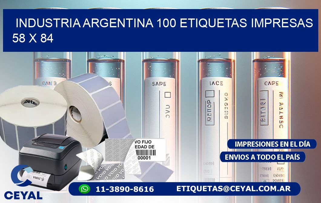 INDUSTRIA ARGENTINA 100 ETIQUETAS IMPRESAS  58 x 84