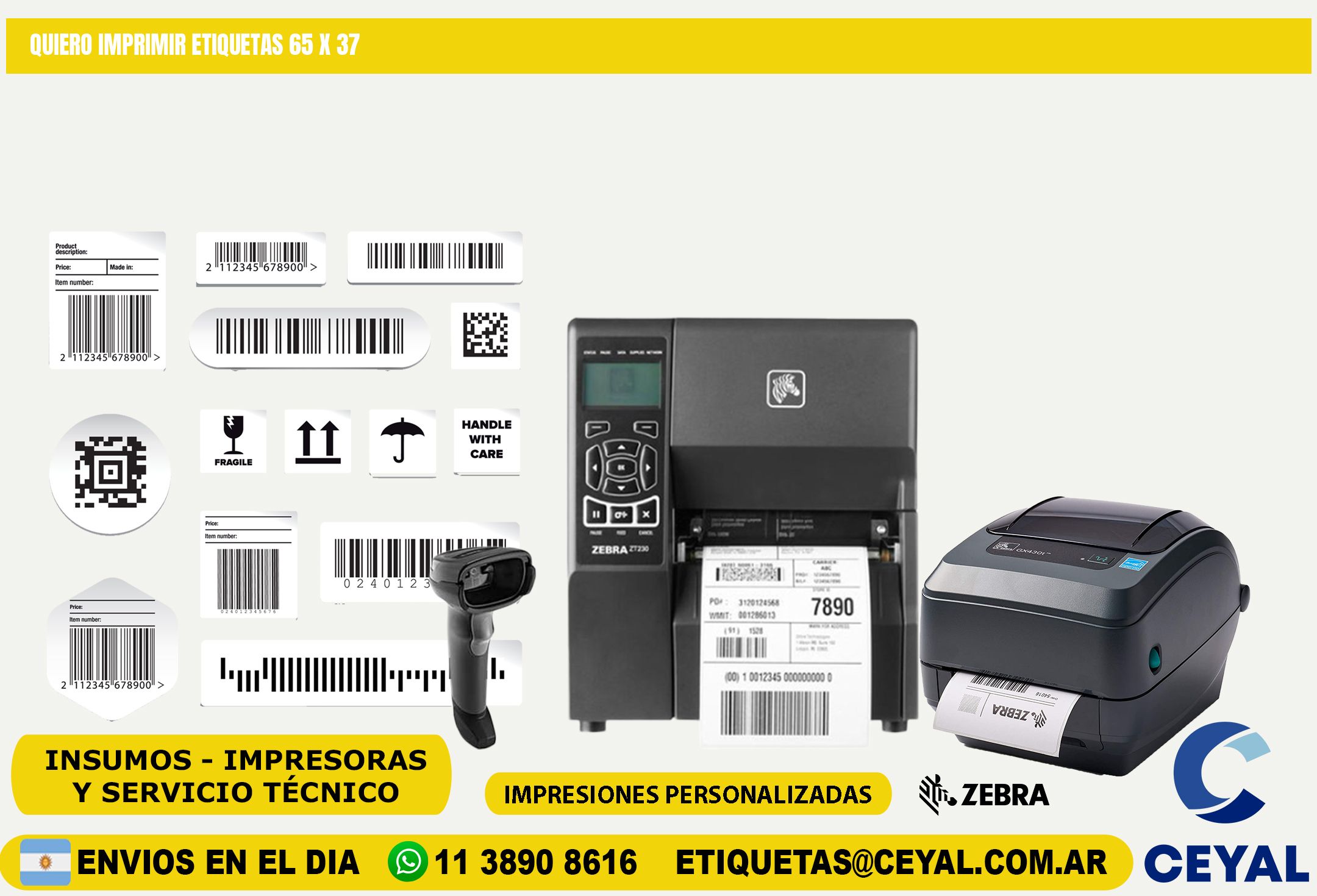 QUIERO IMPRIMIR ETIQUETAS 65 x 37