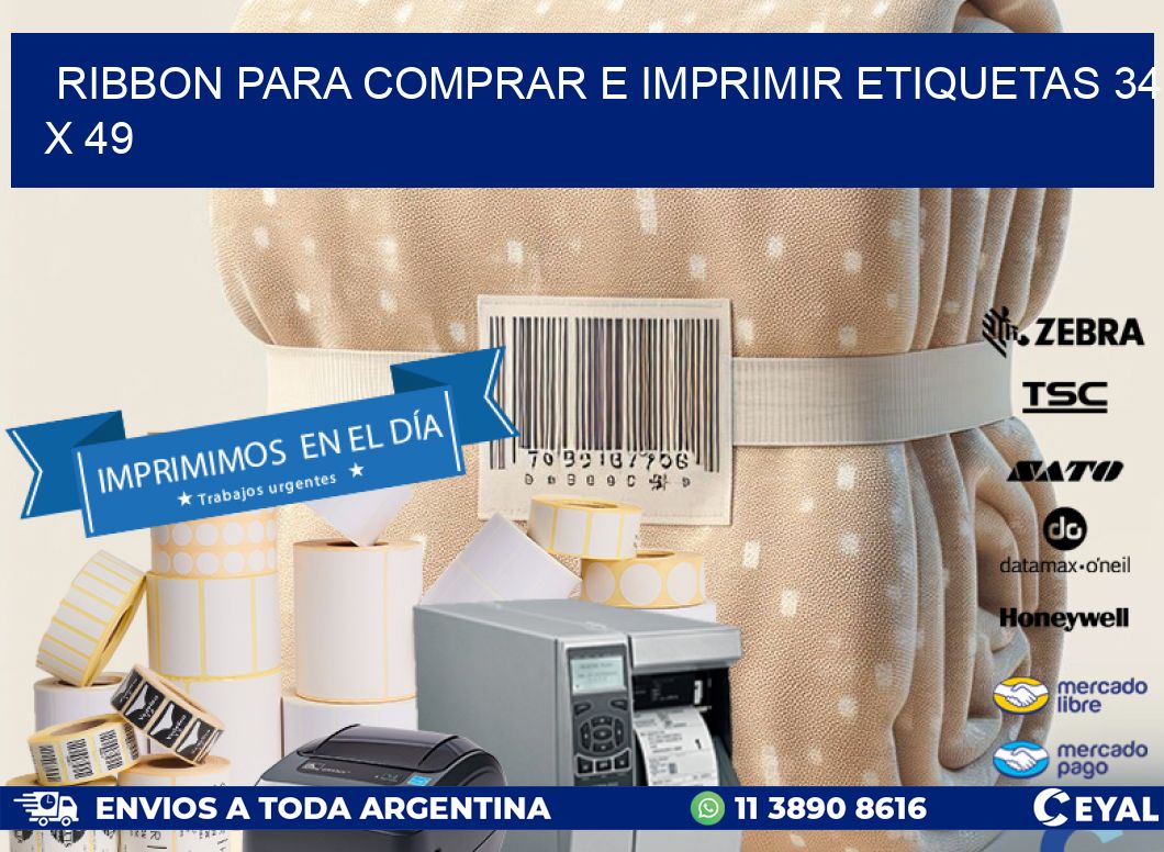 RIBBON PARA COMPRAR E IMPRIMIR ETIQUETAS 34 x 49