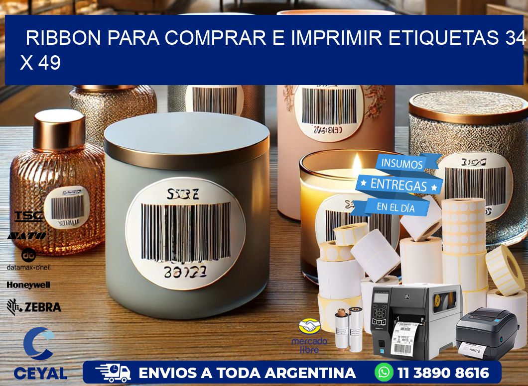 RIBBON PARA COMPRAR E IMPRIMIR ETIQUETAS 34 x 49