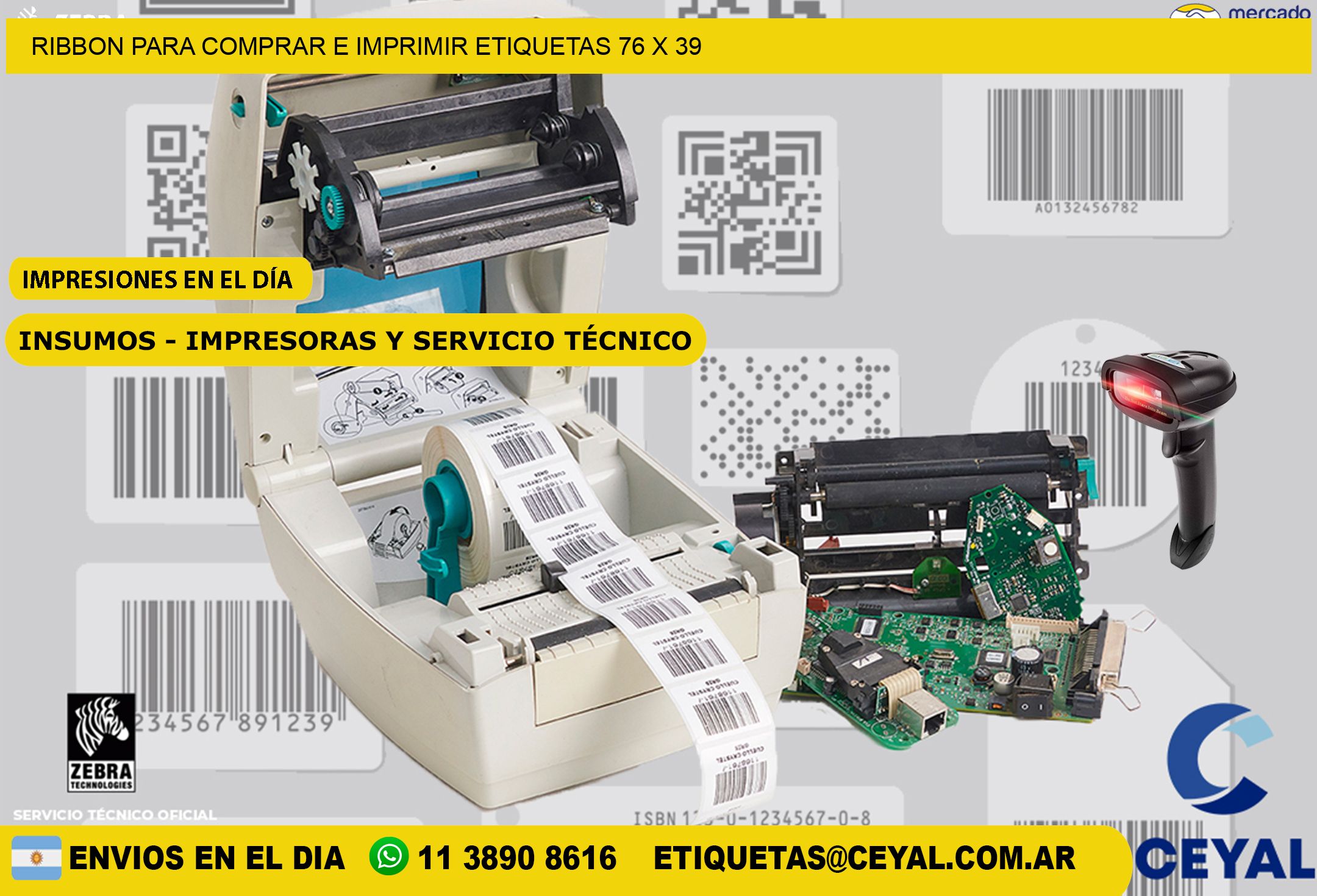 RIBBON PARA COMPRAR E IMPRIMIR ETIQUETAS 76 x 39