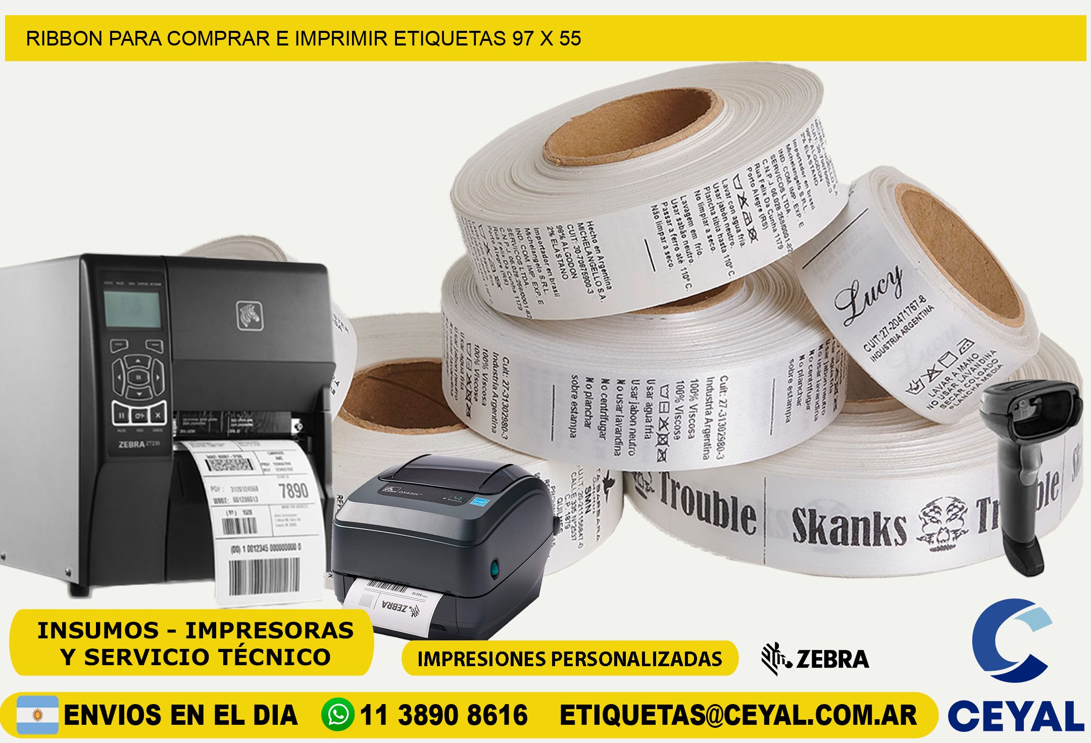 RIBBON PARA COMPRAR E IMPRIMIR ETIQUETAS 97 x 55