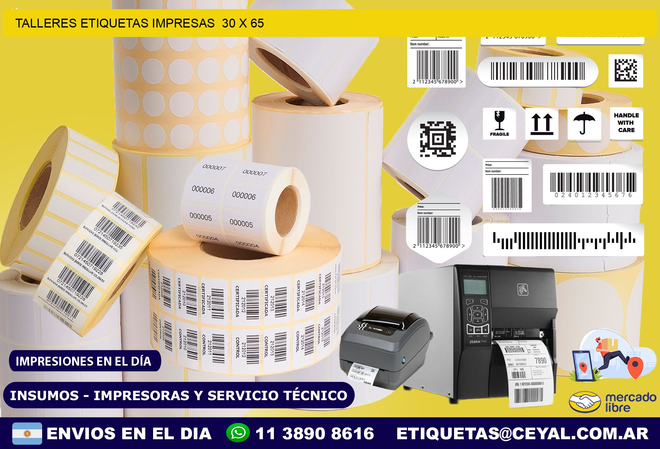 TALLERES ETIQUETAS IMPRESAS  30 x 65