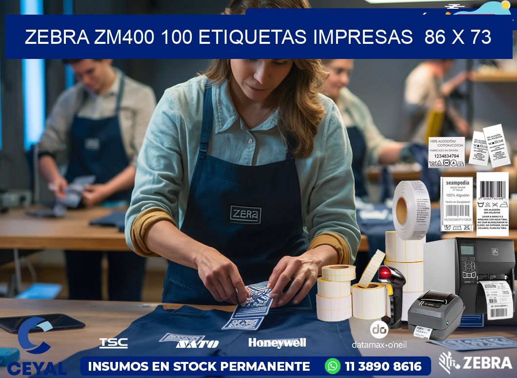 ZEBRA ZM400 100 ETIQUETAS IMPRESAS  86 x 73