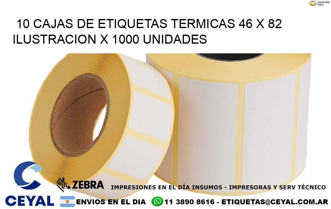 10 CAJAS DE ETIQUETAS TERMICAS 46 x 82 ILUSTRACION X 1000 UNIDADES