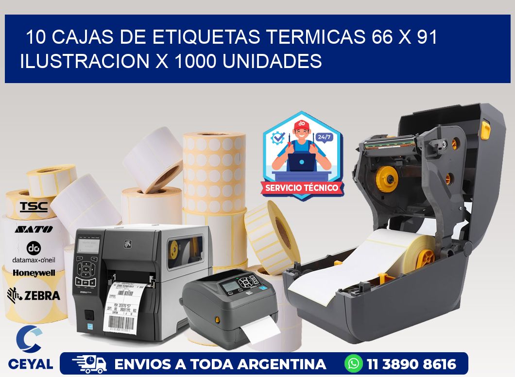 10 CAJAS DE ETIQUETAS TERMICAS 66 x 91 ILUSTRACION X 1000 UNIDADES