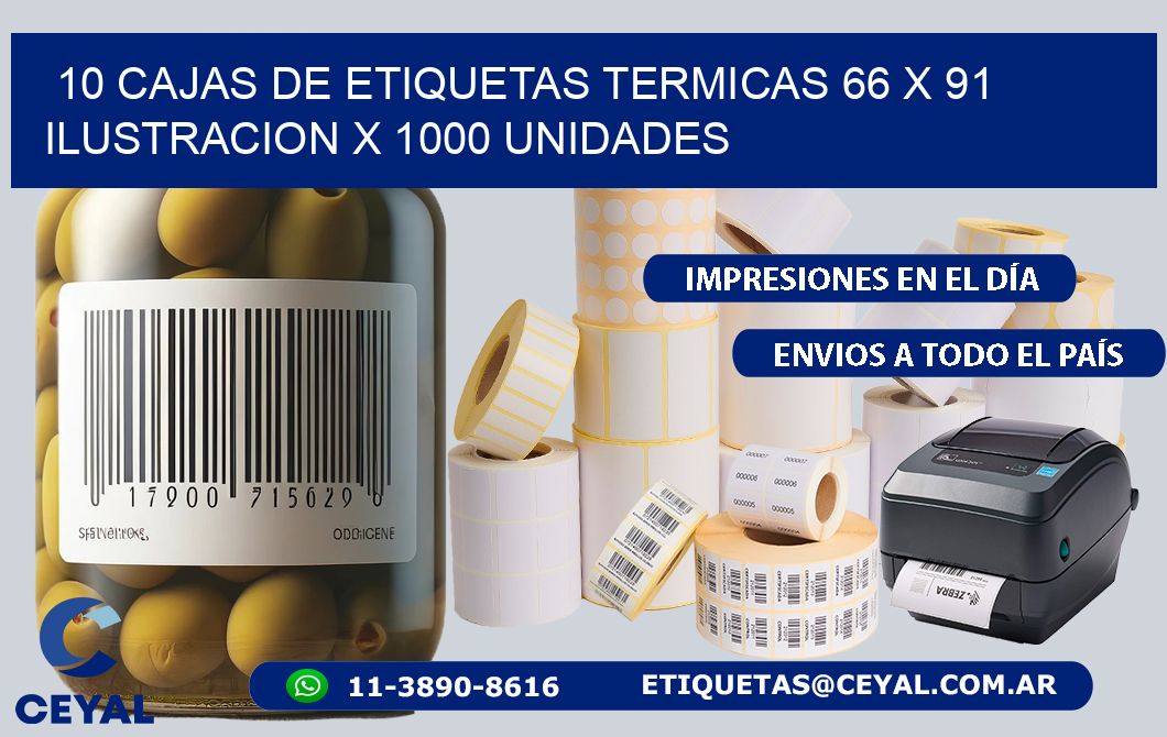 10 CAJAS DE ETIQUETAS TERMICAS 66 x 91 ILUSTRACION X 1000 UNIDADES