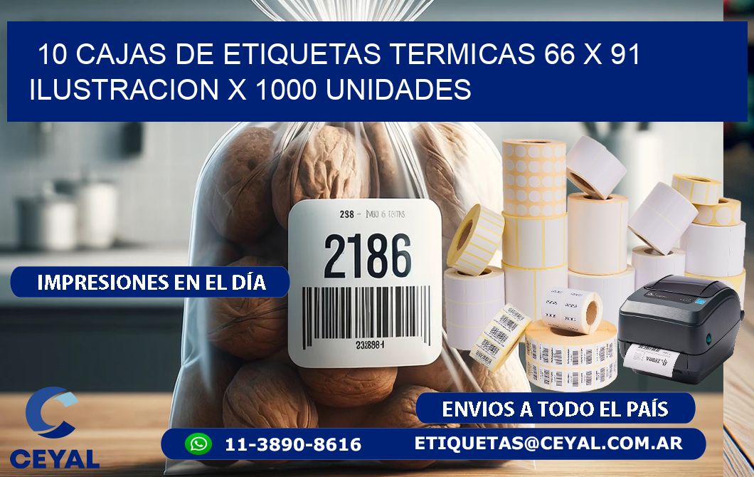 10 CAJAS DE ETIQUETAS TERMICAS 66 x 91 ILUSTRACION X 1000 UNIDADES