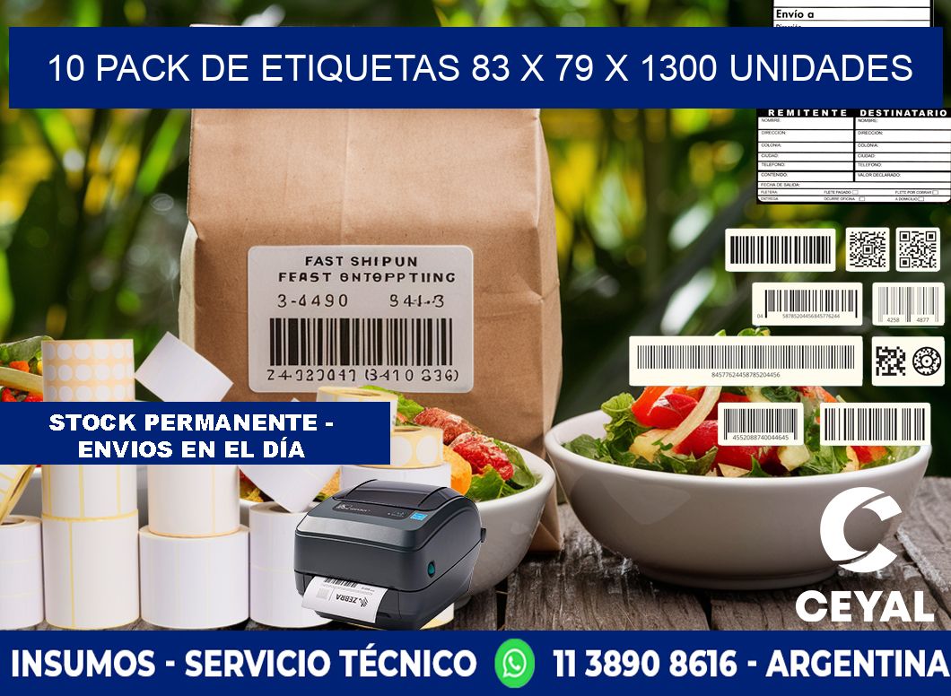 10 PACK DE ETIQUETAS 83 x 79 X 1300 UNIDADES