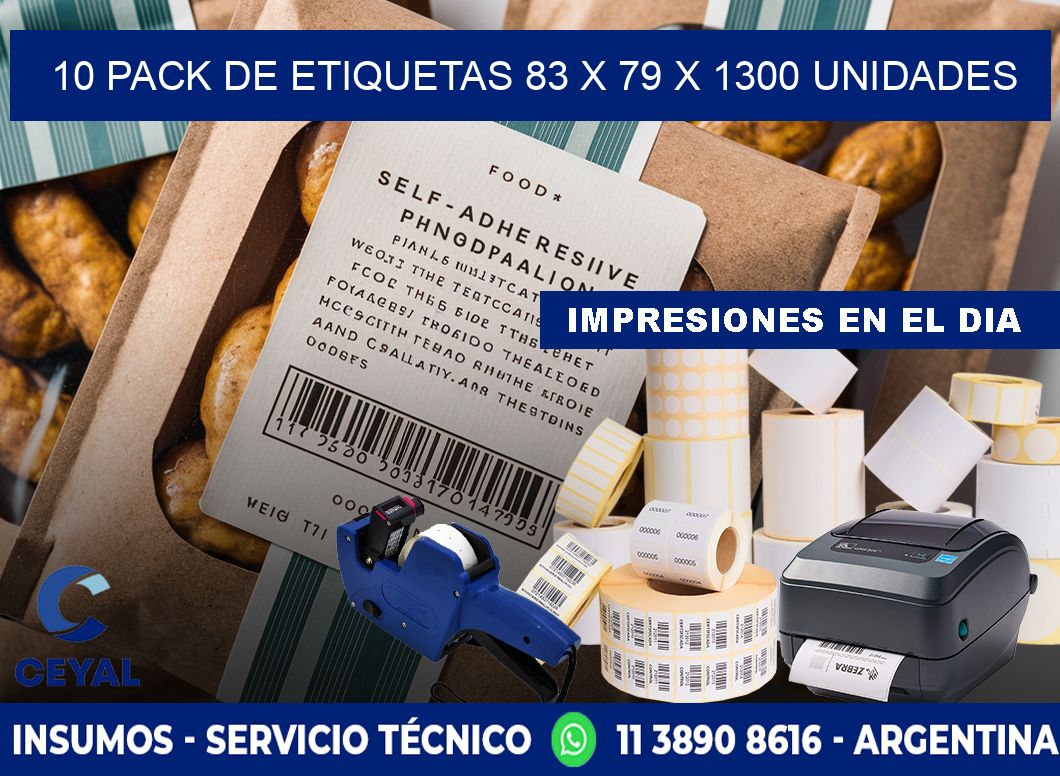 10 PACK DE ETIQUETAS 83 x 79 X 1300 UNIDADES