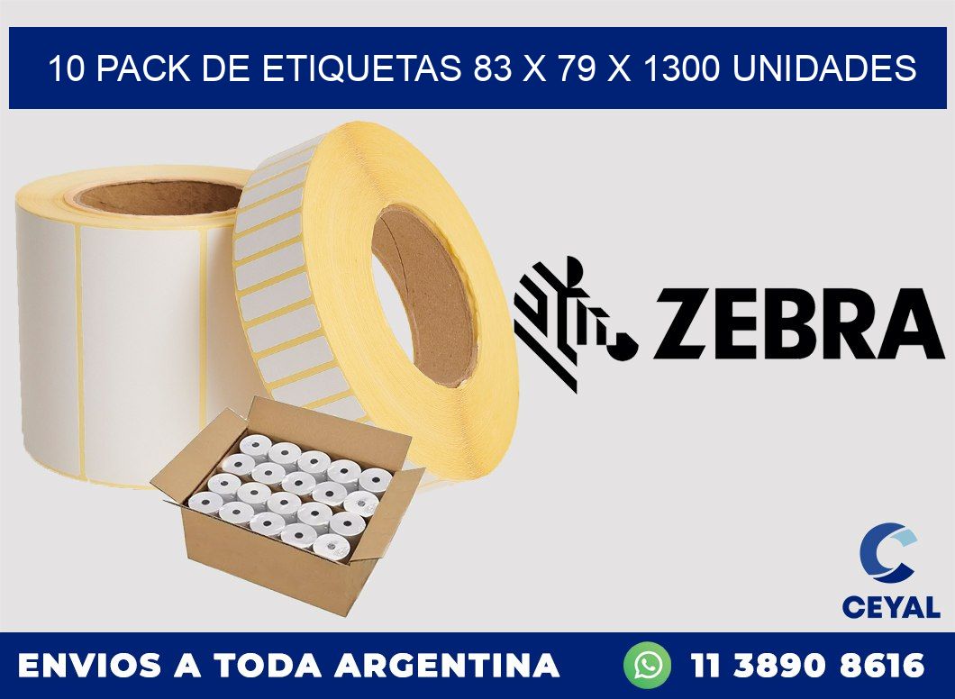 10 PACK DE ETIQUETAS 83 x 79 X 1300 UNIDADES