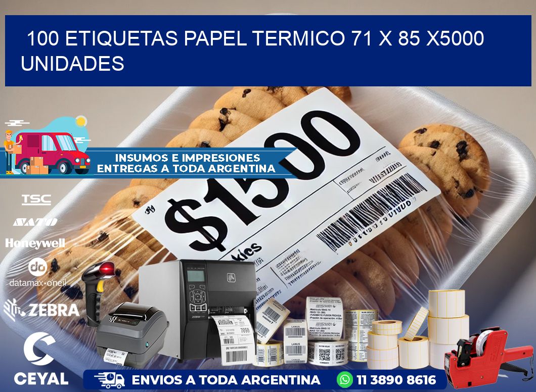 100 ETIQUETAS PAPEL TERMICO 71 x 85 X5000 UNIDADES