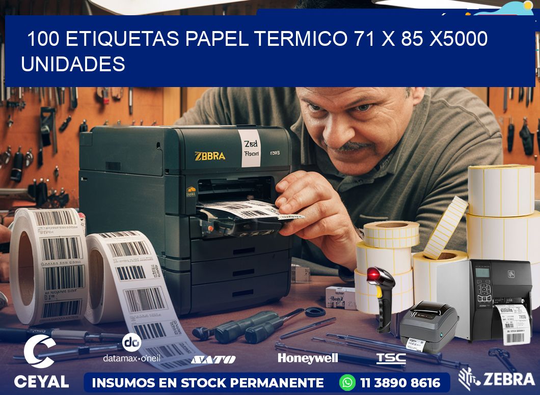 100 ETIQUETAS PAPEL TERMICO 71 x 85 X5000 UNIDADES