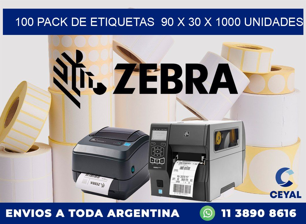 100 PACK DE ETIQUETAS  90 x 30 X 1000 UNIDADES